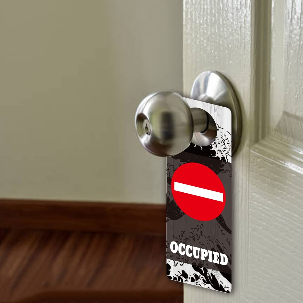 Wave 'Privacy Please' Türhängeschild, 2 Stück – Doppelseitig, PVC, 23,6x8,9 Cm
