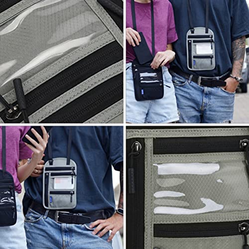2 Peças Saco De Documentos Rfid Porta Passaporte Com Slot Para Cartão Bolsas De Viagem Sob a Roupa B