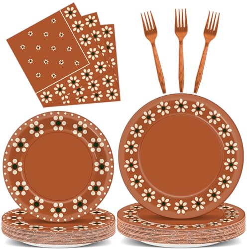 Image of 100 Pcs Cielito Lindo Plates Platos De Barro Mexicanos Mexican Party Plates and Napkin Set Mexican Fiesta Birthday Decoration Supplies Tableware Terracotta Flower Clay Pottery Party Favor Serves 25