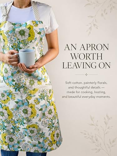 Image of 100% Cotton Unisex Apron - Adjustable Neck Straps, Vibrant Print, Reinforced Stitching, Multipurpose& Deep Pocket - for Cooking, Catering, Gardening, Painting-Printed Aprons