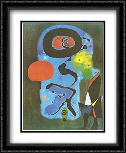 Red Sun 2X Matted 26x32 Large Black Ornate Framed Art Print by Joan Miro