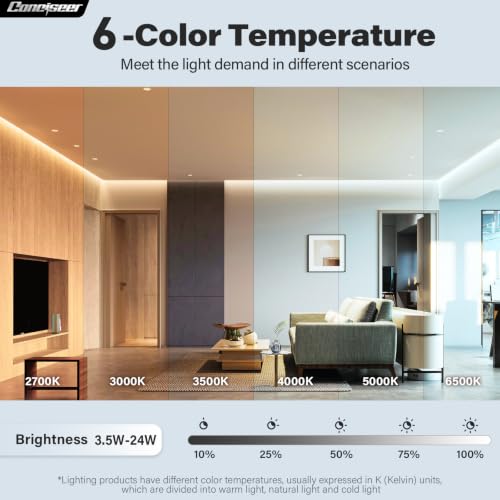 Image of Conciseer Modern 72 Inch Ceiling Fans with Lights and Remote, Dual Color 8 Blades,Living Room Office Library Cafe Outdoor Industrial, 24W 3CCT 6 Speed Reversible Quiet DC Motor, Black /Wood Grain