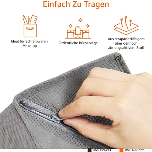 Amazon Basics Schubladen-Organizer/Ordnungssystem für Kleidung - Faltbar für Garderobe Schlafzimmer oder Küche, 6 Stück, Grau
