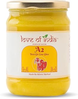 Love of India A2 Ghee 500 ml | Gir Cow Bilona Ghee | Traditional Curd-Churned A2 Milk | Pure Desi Ghee for Cooking, Tadka, Sweets & Puja