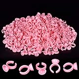 MEKK 300PCS Disposable Glue Rings for Eyelash Extensions, Professional Lash Adhesive Rings for Precision Application, Salon & Home Use Eyelash Supplies-Pink