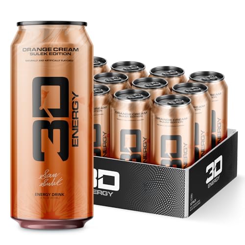 3D Sugar Free Energy Drink, Orange Cream, 16oz Cans, 12 Pack
