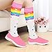 6 Pairs Women's Fancy Design Multi Colorful Patterned Knee High Socks,Rainbow Stripes,Size 9-11 ( Fit women shoe size 4 to 10 )