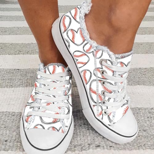 Heart Baseball Canvas Sneakers for Women Fashion Casual Walking Shoes2