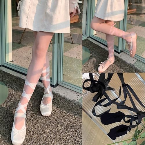 Women Girls Dancing Invisible Low Cut Short Socks Japanese Sweet Satins Ribbon Straps Bandages Socks4