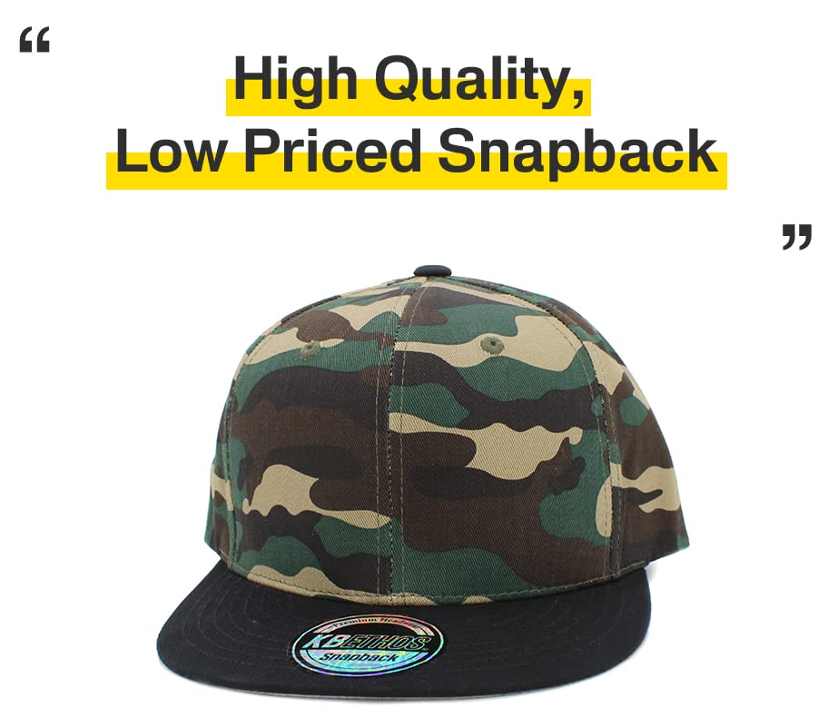 Image of KBETHOS Classic Snapback Hat Blank Cap Underbrim Cotton Wool Blend Flat Visor Adjustable Unisex