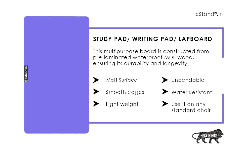 Image of Lap Board for Study | Home | Dining | Office | Laptop | Computer Desk | Reading & Writing | Multi-Purpose | Made in India | (Purple, LB-14X23-PURPLE)