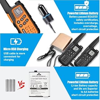 Walkie Talkies for Kids Adults, Rechargeable Long Range Walky Talky 2 Way Radios 22 Channels with NOAA Weather Alerts and 1400mAh Li-ion Battery for Family Outdoors Camping Hiking Toys Gift 4 Pack