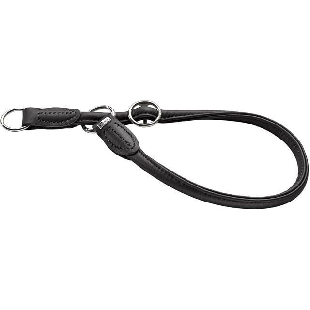HUNTER - Collar de Entrenamiento Redondo y Suave de níquel con Tope, 45 x 10 mm, Talla XS, Color Negro