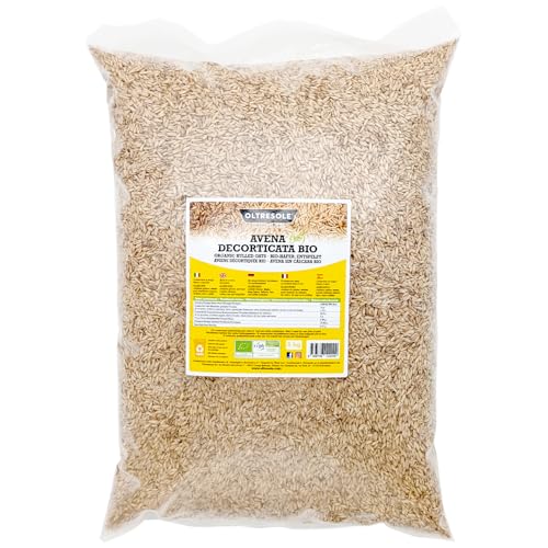 Oltresole, Avena Decorticata Italiana Biologica 5 Kg, Cereale Bio in Chicchi, Ricco di Fibre e Proteine, Ideale per un'Alimentazione Sana e Bilanciata, Formato Convenienza