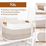 danpinera Wäschekorb, Korb Aufbewahrung, 72L Faltbarer Wäschekorb, Aufbewahrungskorb für Baby Spielzeug, Square Laundry Baskets, Korb Aufbewahrung für Decken, kissen, Gästehandtuchkorb Weiß und Braun