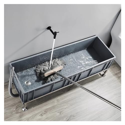 MYUYEE Bodenwischer-Waschbecken robust kommerziell großes Wischmopp-Waschbecken mit Rädern rechteckige Bodenreinigungsstation für den Außenbereich auf der Terrasse,Keine Räder-L 100cm/39.4in