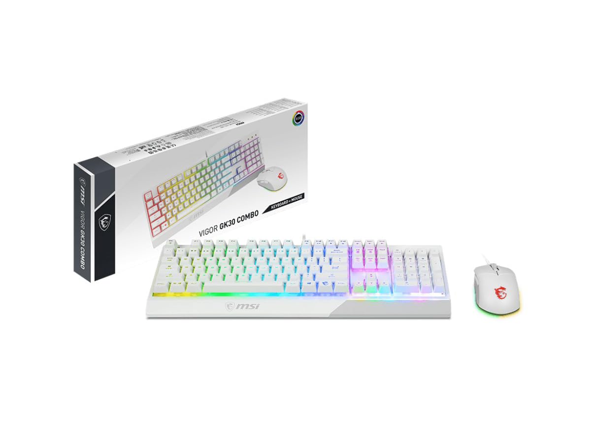 Pack Teclado (Ingles) + Raton Gaming MSI Vigor GK30 White US