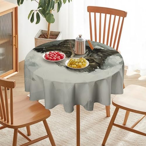 Nappe de table ronde lavable en machine pour stopper les taches de graisse - 6