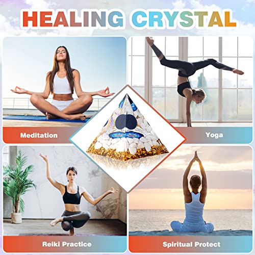Cristallium Orgone Pyramid Crystal Healing Stone Energy Generator Healing Crystals Chakra Crystal Healing Meditation Crystal Sphere Orgonite Crystal Pyramid Women Gift - Blue Stone #TOP5