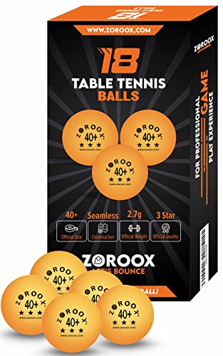 Zoroox 18 Premium Table Tennis Balls 3-Star White/Orange High Performance Ping Pong Balls - Experience The Perfect Balance Of Speed, Spin, And Control - The Choice Of Champions (Orange) #TOP12