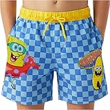 Get Trend Spongebob Squarepants Costume Mare Bambino 4-12 Anni, Pantaloncini Corti Piscina con Rete Interna, UPF 50+, Regalo Estiva (9-10 Anni, Blu Spongebob)