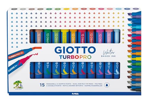 Giotto AstuccioTurbo Pro 15 Pz Pennarello Doppia Punta