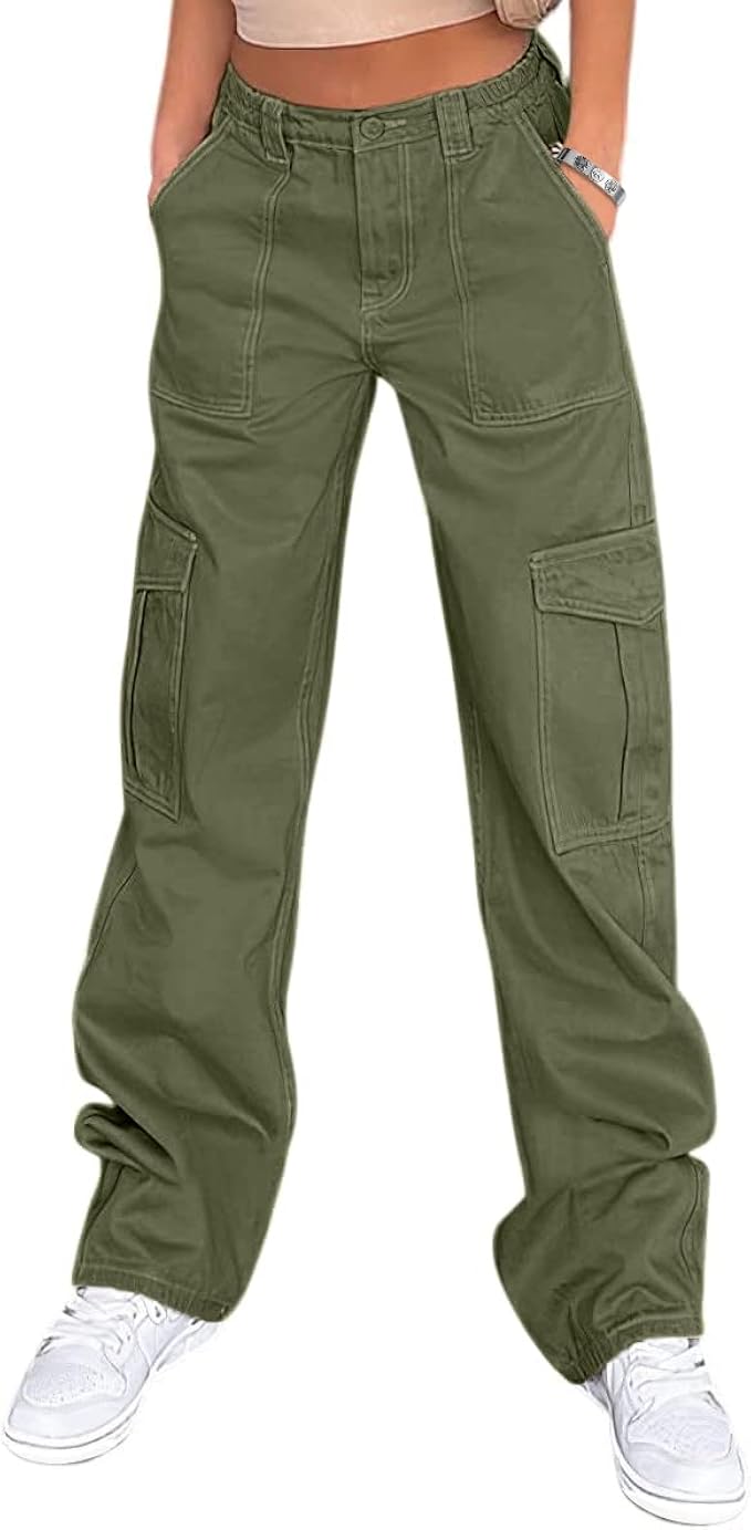 Lepunuo Cargo Pants for Women High Waisted Casual Pants Baggy Stretchy