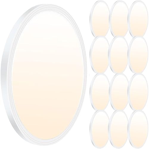 12Pack 12Inch 28W LED Flush Mount Ceiling Light,White Shell 3 Color Changeable (3000K/4000K/6000K),120V Slim Surface Mount Ceiling Light Lighting Fixture for Kitchen Bedroom Living Room