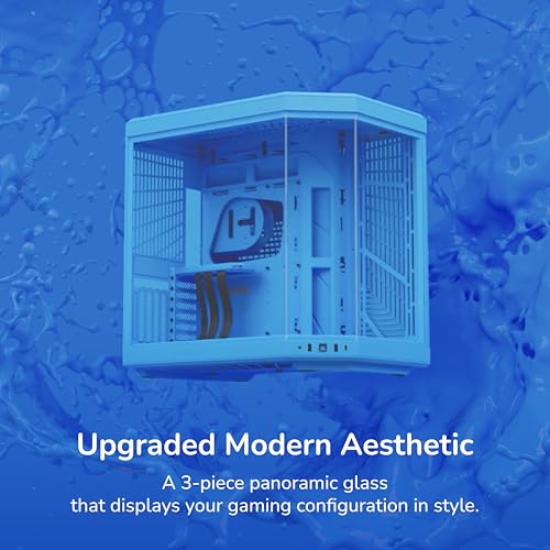 Image of HYTE Y70 Modern Aesthetic Gaming PC Case -Panoramic Glass | High-Airflow Design | Cable Management | Dual Chamber ATX Mid-Tower Chassis | 10 Fan Capacity | Luxury PCIe 4.0 Riser Cable-Blueberry (Blue)