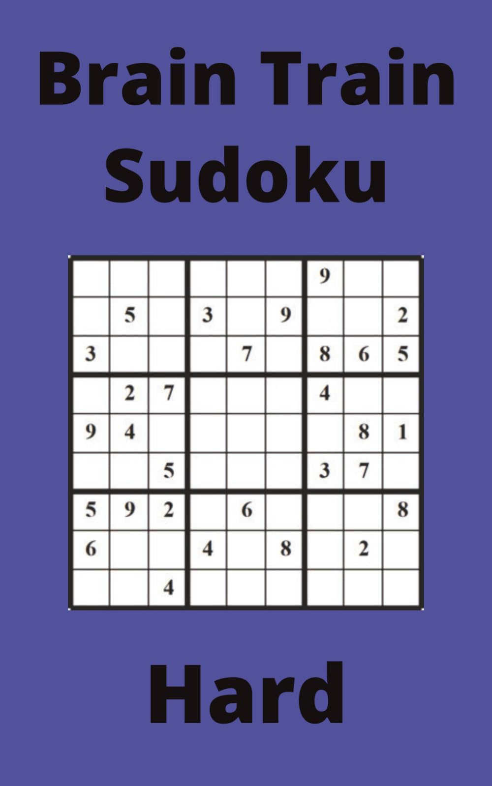 Blue Brain Train Sudoku Book, 9x9 Puzzles, 50 Pages, 5x8, Hard