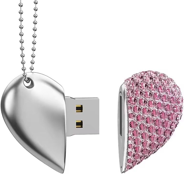 256GB Heart Shape Jewellery Pendrive USB 3.0 | Diamond Studded Designer Flash Drive | Premium Love Gift for Men & Women | Fancy & Unique Gifting Pendrive | Grade A Chip-image-1