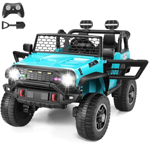 Hikole 24 Volt Ride on Car Toys with Remote Control, 4x100W Powerful Wheels, Electric Car for Kids 2 Seater for Kids Boys Girls Age 4-8, 5MPH Max Speed, LED Lights, 4*Suspension, Music Player, Blue