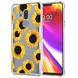 Sidande Case for LG G7, for LG G7 ThinQ Case for Girls Women, Shockproof Clear Floral Soft Flexible TPU Slim Protective Phone Case Cover for LG G7 ThinQ (Sunflower)
