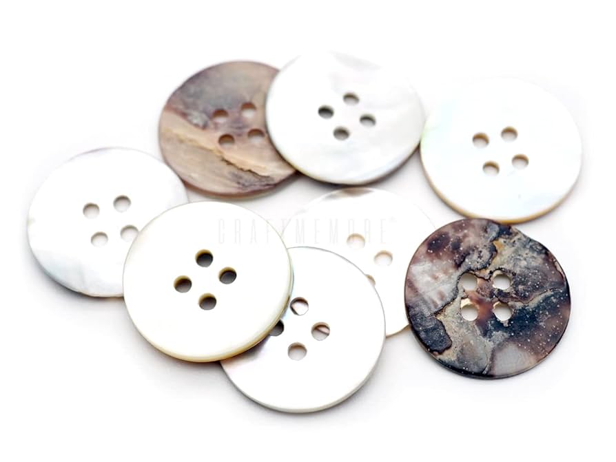 Amazon.com: CRAFTMEMORE Shell Buttons 4 Holes Natural Akoya