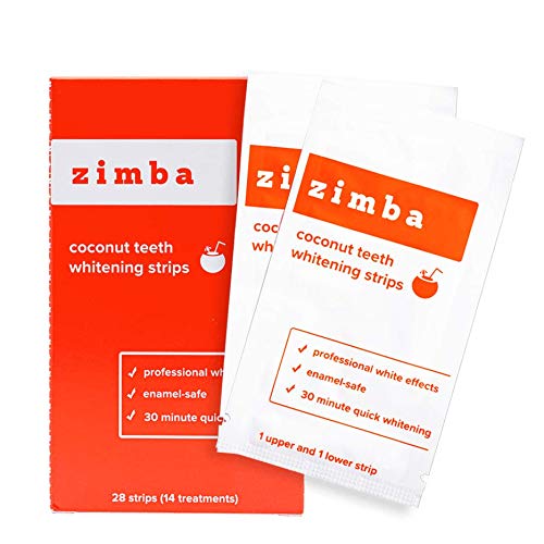 Zimba Teeth Whitening Strips - 28 Zimba Whitening Strips, 14 Treatments - Teeth Whitening Sensitive Teeth - White Strips Teeth Whitening - Natural Whitening Strips