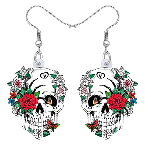 Boucles d'oreilles crâne de sucre pendantes en acrylique pour femmes
