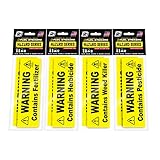 Fertilizer Sticker, Pesticide Label, Weed Killer Decal, Herbicide: Pump Sprayer Label - Warning Labels Signage for Sprayers: Outdoor Rated - USA Made - Variety Pack (10 Each, 40 Total)