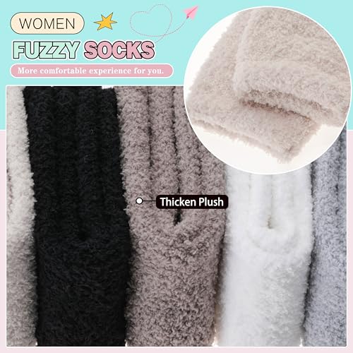Image of Fuzzy Socks Warm Fluffy Winter Cozy Thick Plush Slipper Sleep Comfy Crew Socks for Women & Men 5 Pairs