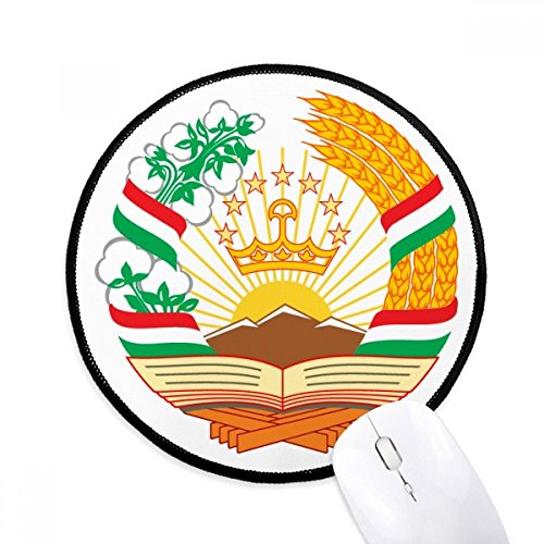 DIYthinker Tadjikistan Asie ronde nationale Emblème ANTIDÉRAPANTS Tapis de souris Noir Titched Edges Bureau Jeu cadeau