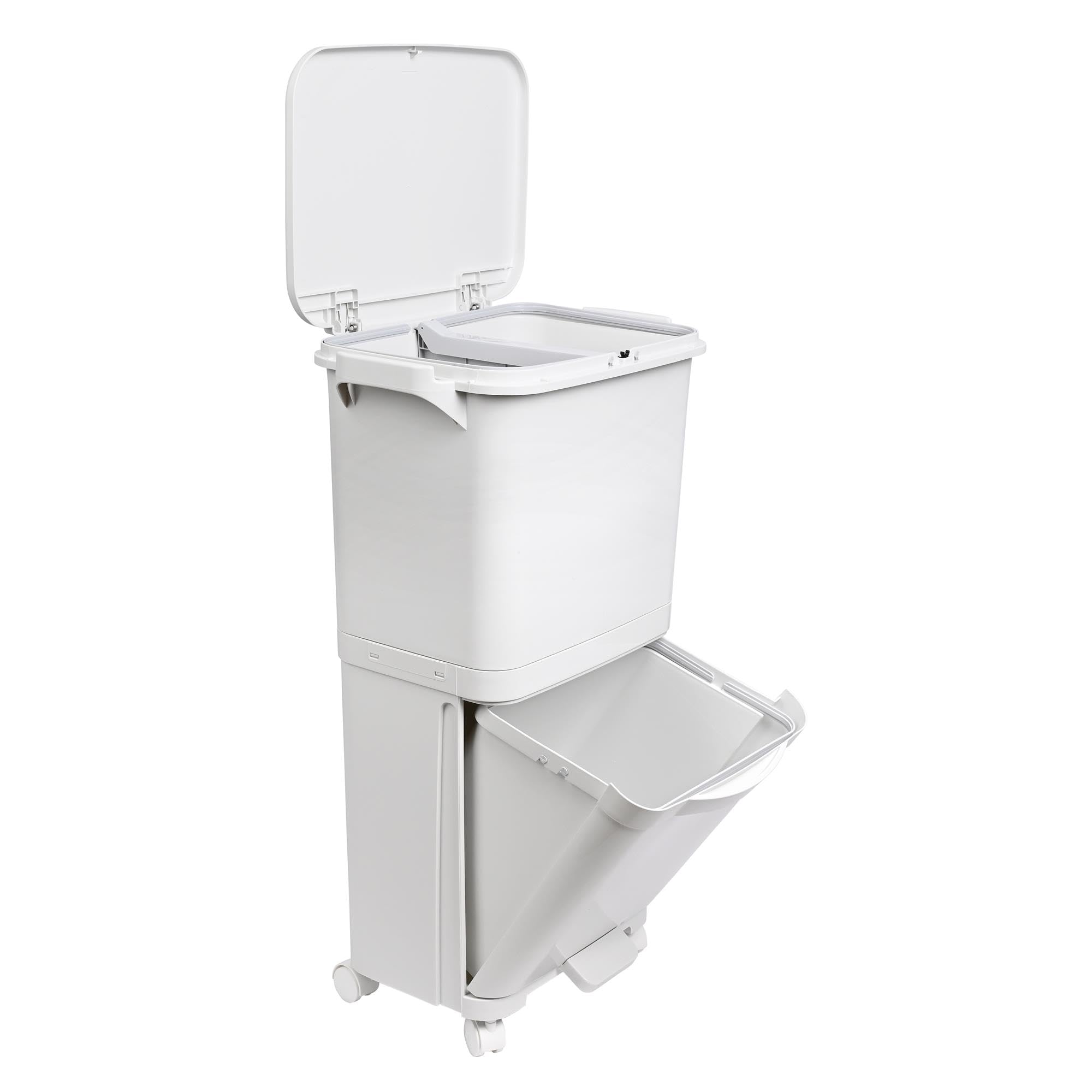 WELL HOME MOBILIARIO & DECORACIÓN Pattumiera a pedale selettiva, con doppio scomparto da 38 litri e manico a pedale (24 l + 14 l).