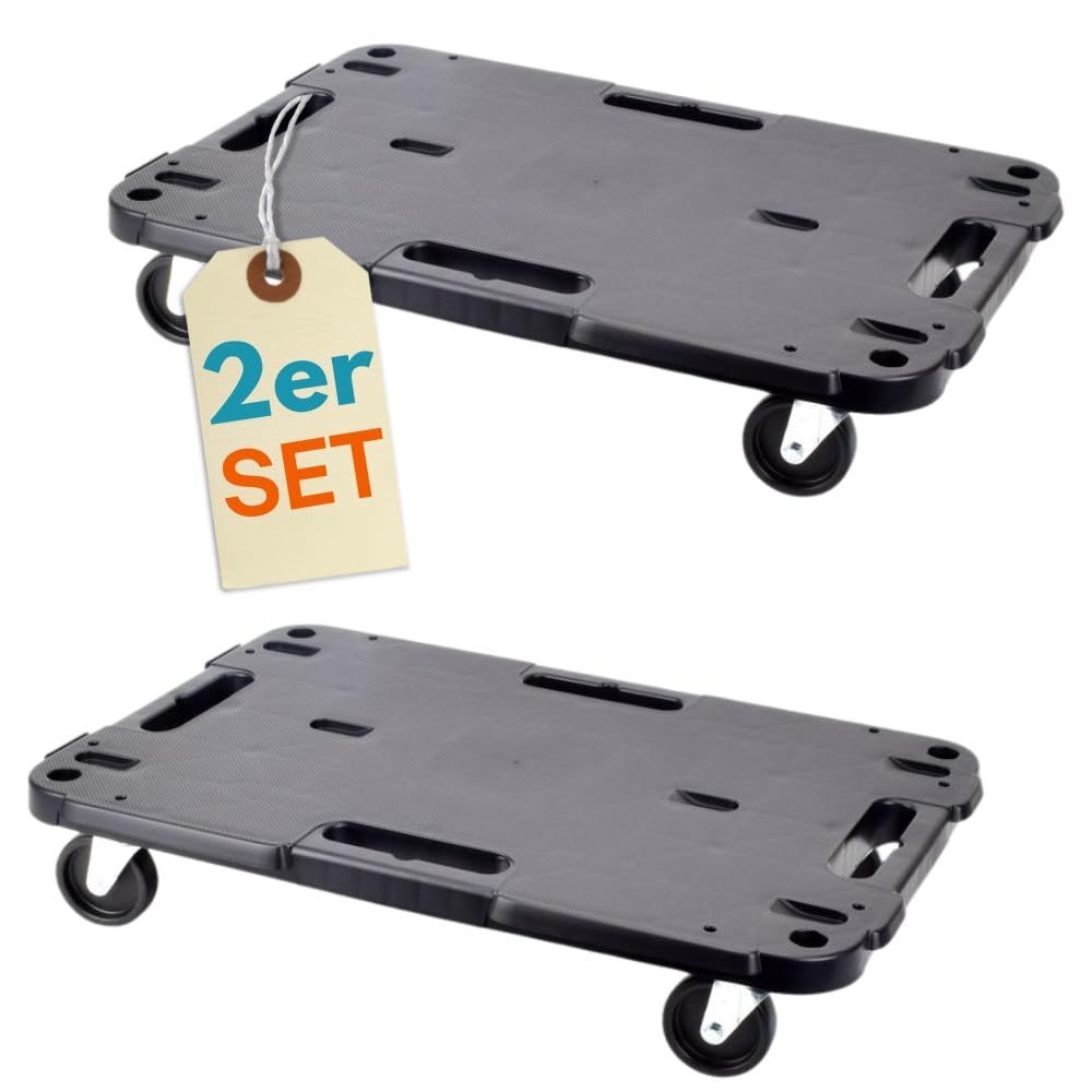 2er Set Transportroller Rollbrett Transportrollen Rollbrett Werkstatt Pflanzen Rollbretter Transport Möbelrollen flach Pflanzenroller eckig Transporthilfe mit Rollen 57