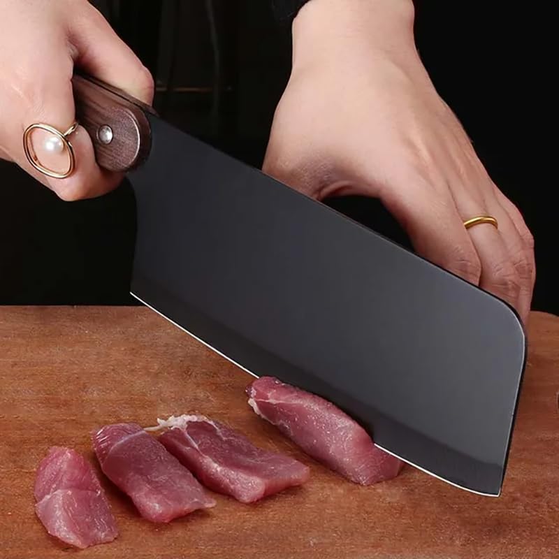 Image of Machado Forging Serbian Chef Knife Set - 12 inch Full Tang High Carbon Clad Steel Butcher Cleaver with Knife Sharpener - Perfect for Vegetables, Fish, Meat - Ideal for Kitchen, Hotel, Restaurant