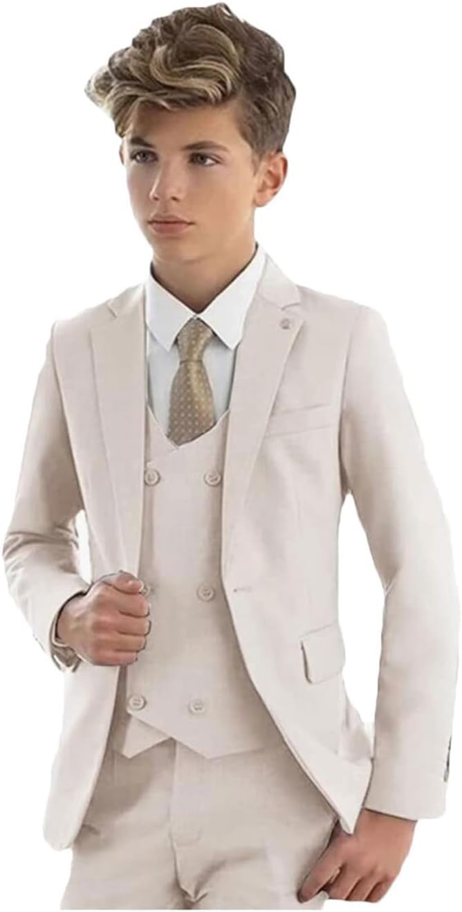 3-teiliges formeller Anzug für Jungen, schmale Passform, Blazer, Weste, Hose, Set, Jungen, Smoking, Anzug für Hochzeit, Ringträger, Outfit