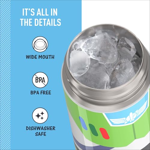 Image of THERMOS FUNTAINER 16 Ounce Stainless Steel Vacuum Insulated Bottle with Wide Spout Lid, Toy Story Buzz