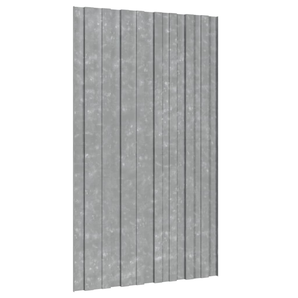 SKM Panel para tejado Acero galvanizado Plata 12 Unidades 80x45 cm,Bricolaje,Materiales de construcción,Techo,Plateado,10.68 kg,317209