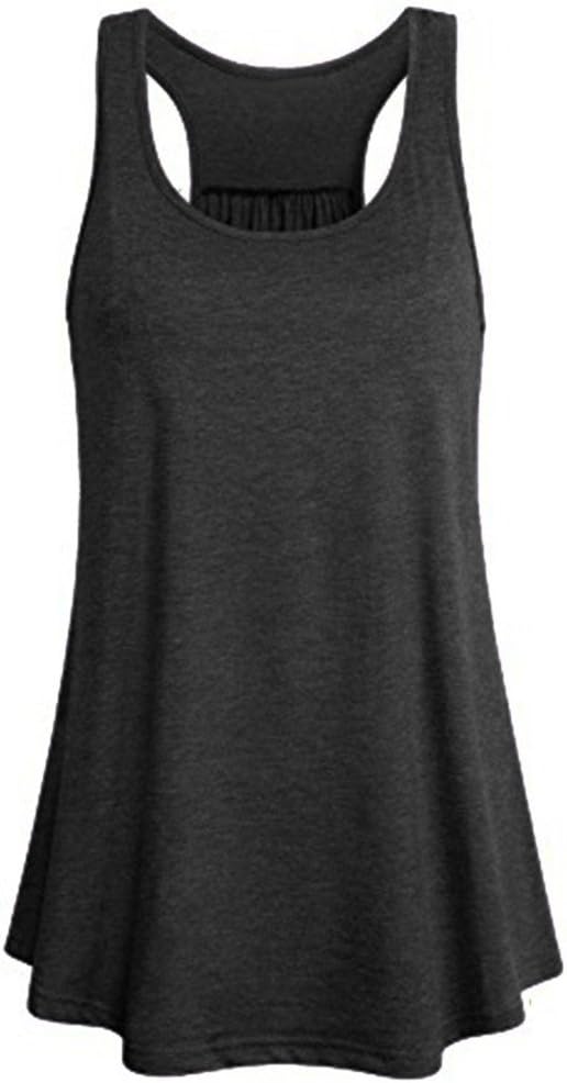 iHAZA Women Sleeveless Sport Yoga Flowy Round Neck Racerback Tank Blouse Top Vest Shirt