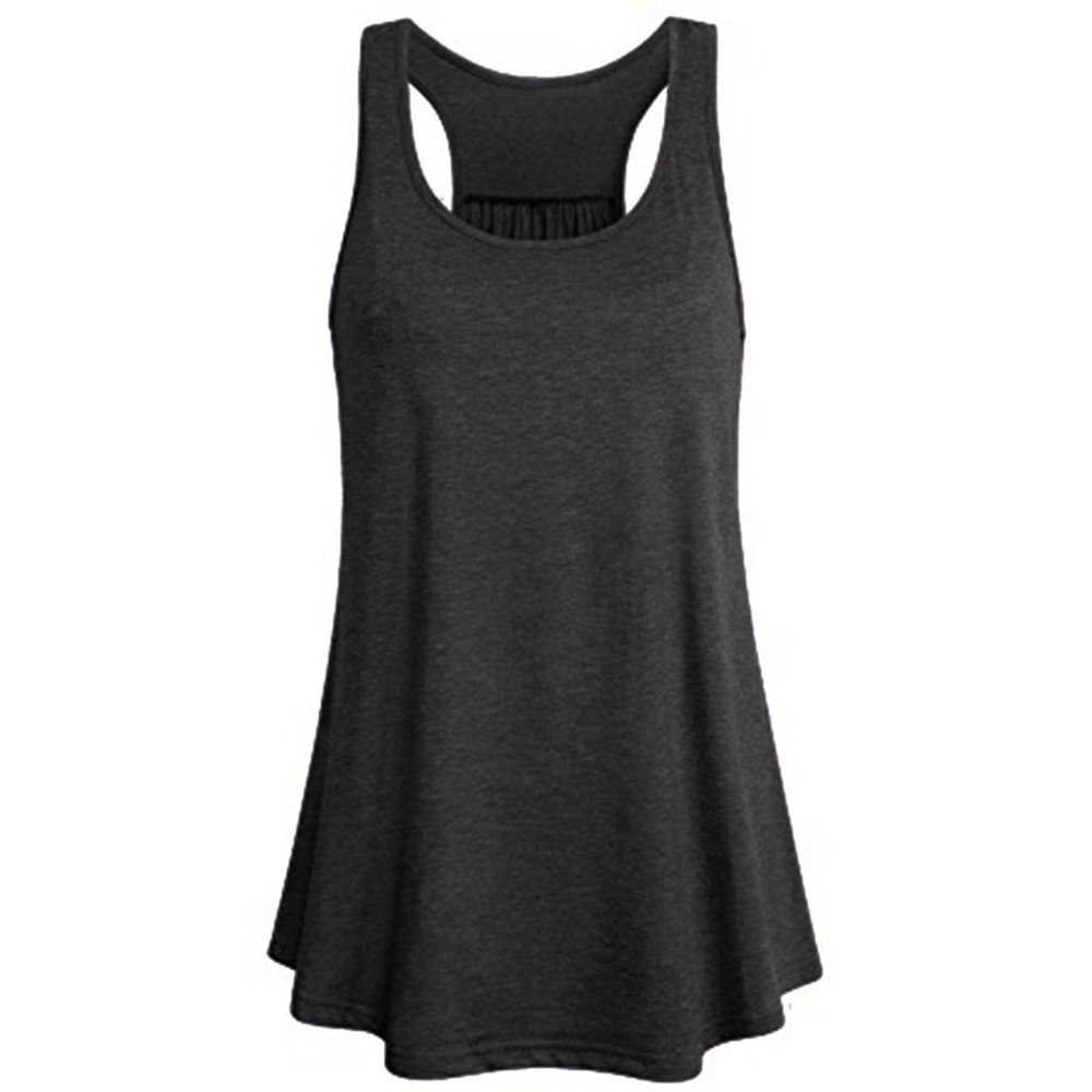iHAZA Women Sleeveless Sport Yoga Flowy Round Neck Racerback Tank Blouse Top Vest Shirt