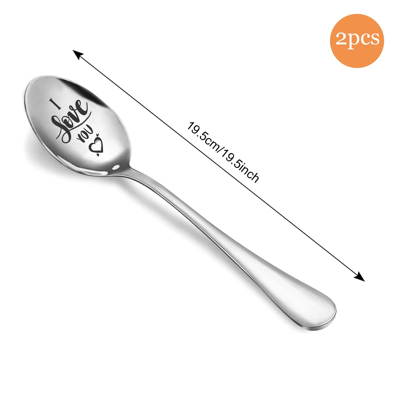 Cuillère Personnalisée PRSTENLY Lot De 2 Cuillères à Café Gravées En Acier Inoxydable Pour Anniversaire, Noël, Anniversaire, Saint-Valentin, Mariage, Fiançailles Pour Couples Cuillere Noel