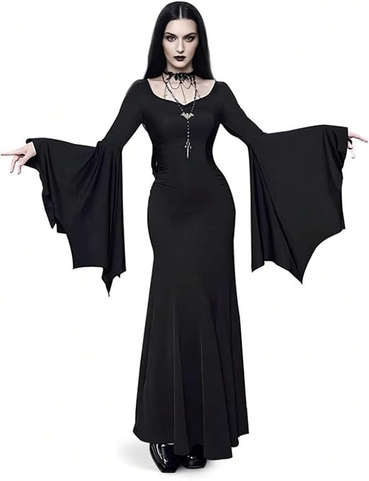 OIOLOYJM Morticia Addams Costume Women Renaissance Medieval Sexy Witch Vampire Gothic Halloween Costumes Woman 2025 Dresses