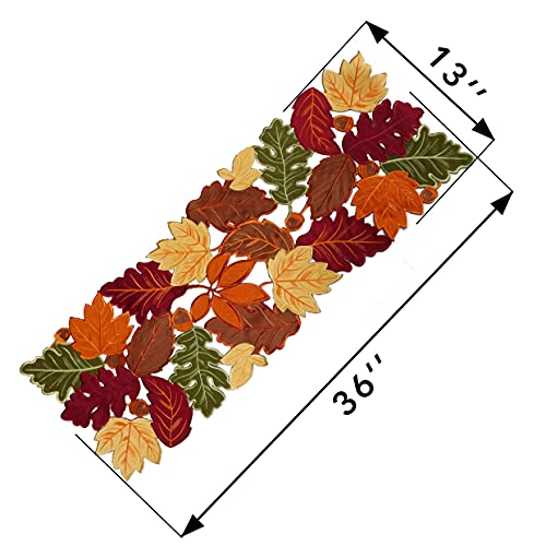 Owenie Thanksgiving Runner, Fall Leaf Table Runner For Autumn Home Decorations, Fall Table Centerpieces, Embroidered Cutwork Farmhouse Harvestmaple Leaf Runner, 13 Inch X 36 Inch #TOP5